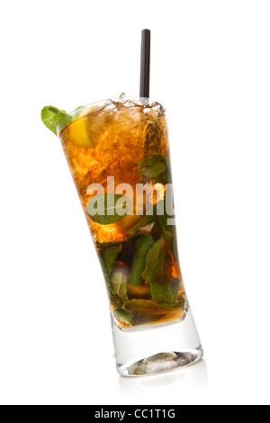 Cuba libre cocktail isolation on a white Stock Photo