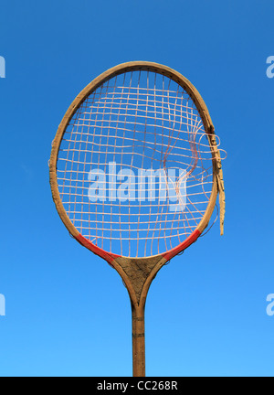 aging racket on celestial background Stock Photo