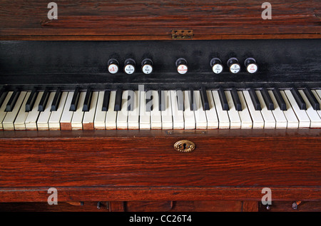 white keys on old harpsichord Stock Photo