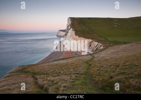 The view looking towards Bat's Head near to Durdle Door on the Dorset and Jurassic Coastline in southern Britain. Stock Photo