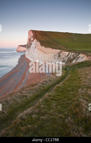 The view looking towards Bat's Head near to Durdle Door on the Dorset and Jurassic Coastline in southern Britain. Stock Photo