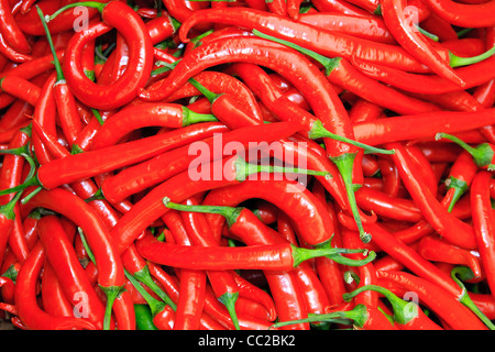 Red chilies at local market Stock Photo