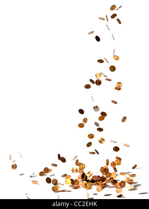 photo of coins falling on white background Stock Photo - Alamy