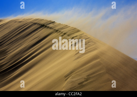 Sandstorm in desert national park Altyn-Emel, Kazakhstan Stock Photo