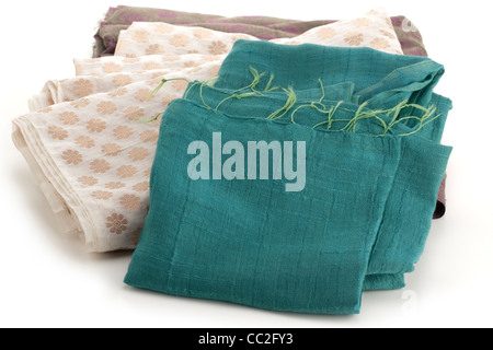 Dark green patterned fringed material Stock Photo