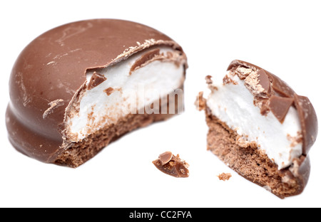 Chocolate covered marshmallow teacake Stock Photo