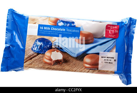 16 milk chocolate Teacakes reduced from £1.89 to £1.39 from Marks and Spencer Stock Photo
