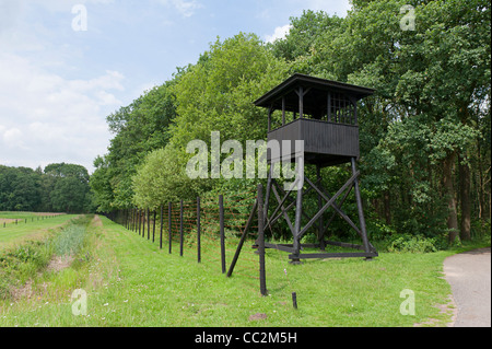 Watchtower at former concentration camp Westerbork Stock Photo