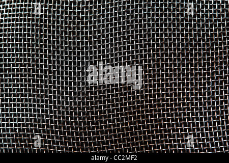 macro of woven silver metal mesh screen background Stock Photo