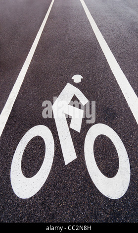 Sign on bike lane Stock Photo