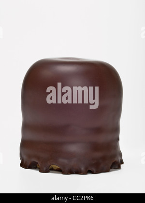 Detail photo of a small chocolate-covered cream cake Stock Photo