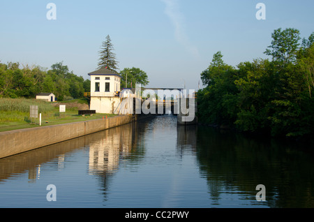 New York state, Erie Canal on the Mohawk river between Little Falls & Sylvan Beach. Stock Photo