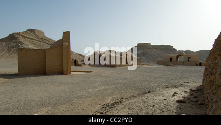 Zoroastrian Towers of Silence outside Yazd in Iran where corpses lay uncovered to be picked clean by vultures in 'sky burials'. Stock Photo