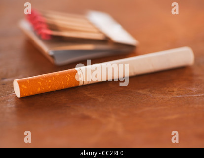 Close up of cigarette and matches Stock Photo