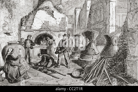 Baker's oven, bread and flour mills discovered in the excavations at Pompeii, Naples, Italy in the late 19th century. Stock Photo