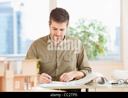 USA, New Jersey, Jersey City, Portrait of architect working in office Stock Photo