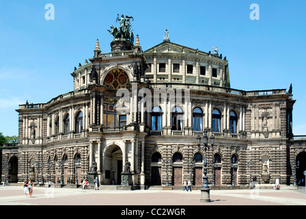 Opera house Semperoper at the Theater Square in Dresden. Stock Photo