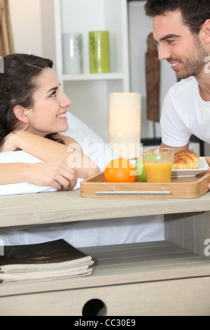 Breakfast in bed Stock Photo