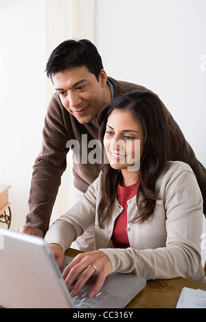 USA, California, Los Angeles, Close up of couple using laptop Stock Photo