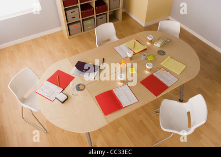 USA, California, Los Angeles, Elevated view of conference table in board room Stock Photo