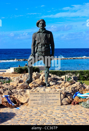 The Statue of General George Grivas Dhigenis in Chlorakas, Cyprus Stock Photo