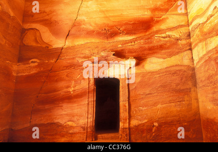 Inside walls of the The Treasury or Al Khazneh in Petra Jordan Middle east Stock Photo