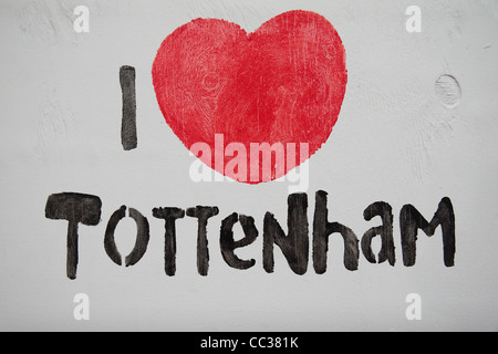 The 'I love Tottenham' campaign logo on a wall on Tottenham High Road, Tottenham, London, UK. Stock Photo