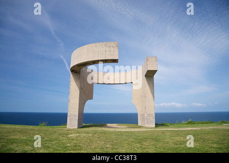 Eulogy of the Horizon by Eduardo Chillida public monument in Gijon city Asturias Spain Stock Photo