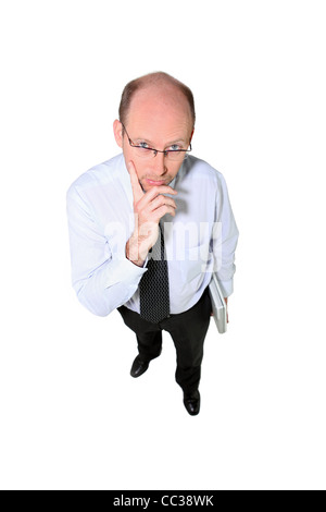 High-angle shot of a businessman deep in thought Stock Photo