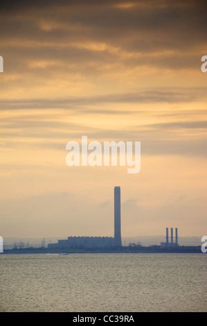 Isle of Grain power station, Kent taken from Shoeburyness, Essex Stock Photo