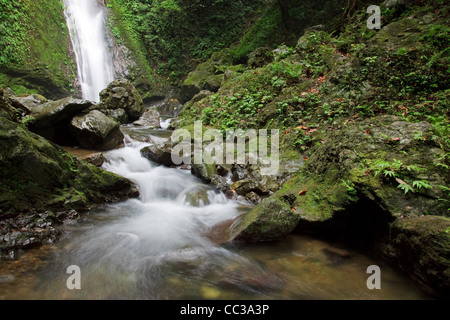 Long Exposure shot of a waterfall in the mountains of Ilocos Norte Luzon Island, Philippines Stock Photo