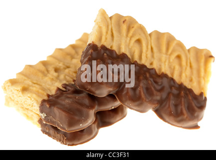 Shortcake biscuits half dipped in chocolate Stock Photo