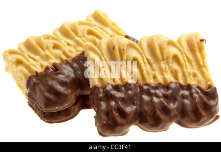 Shortcake biscuits half dipped in chocolate Stock Photo