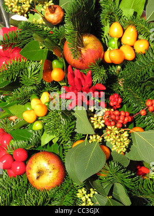 christmas tree floral decorations in rome italy Stock Photo