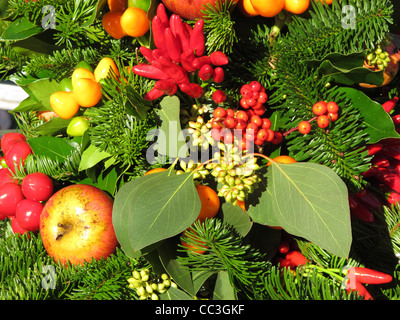 christmas tree floral decorations in rome italy Stock Photo