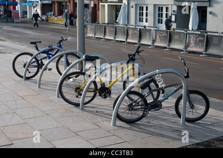 Public bicycle stands, Stratford-upon-Avon, UK Stock Photo