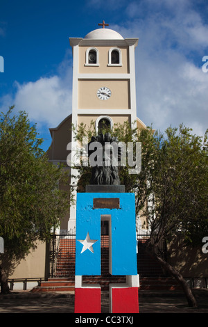 Puerto Rico, North Coast, Karst Country, Lares, town church and Puerto Rican monument Stock Photo