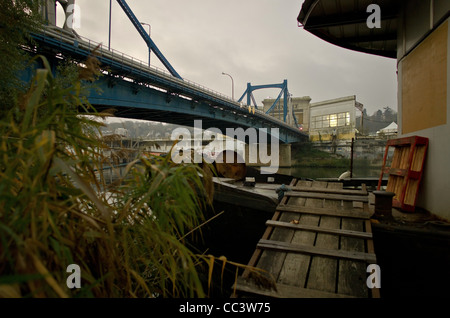 Seguin Island & vestige of the Renault factory., The bridge of the island Renault. Stock Photo