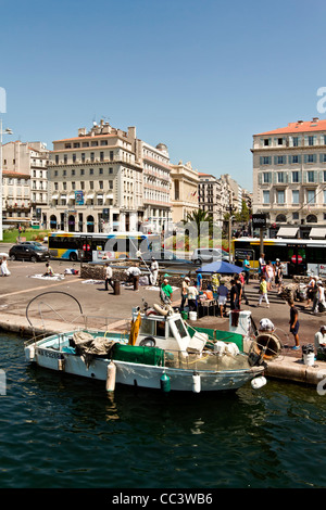 View of the Old Port, Vieux Port, Marseille, Provence-Alpes-Côte d'Azur, France, Europe Stock Photo