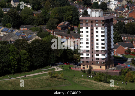 Urban sprawl of Sheffield city with office blocks and high rise flats  South Yorkshire  England Stock Photo