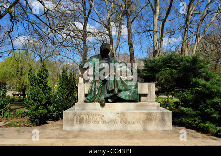 Anonymous Statue, Vajdahunyad Castle, City Park, Budapest, Hungary Stock Photo