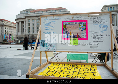 The Occupy Washington DC protest is set up on Freedom Plaza.
