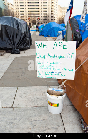 The Occupy Washington DC protest is set up on Freedom Plaza