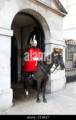 The Household Cavalry Life Guards on guard duty in Whitehall London England UK United kingdom Stock Photo
