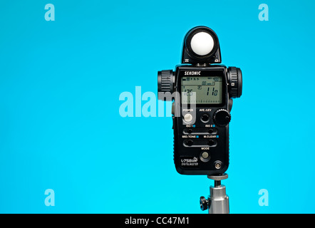 Sekonic L-758 Digital Master light meter vivid blue background