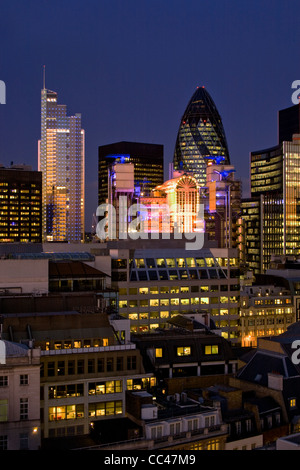 A view of London City buildings at Dusk. Stock Photo