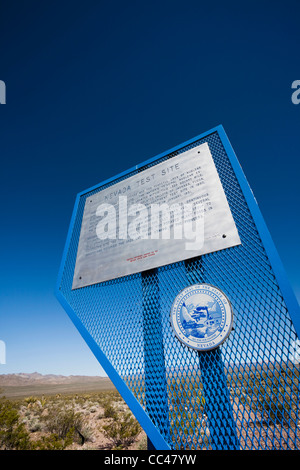 USA, Nevada, Great Basin, Mercury, Nevada Test Site sign, site of mid-twentieth century US nuclear weapons tests Stock Photo