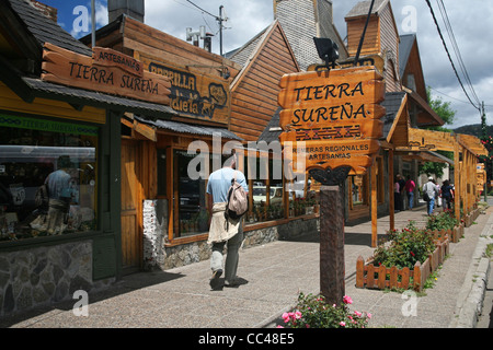 Tourists in shopping street in San Martin de los Andes, Argentina Stock Photo