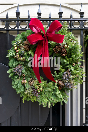 New York City Christmas wreath on gate