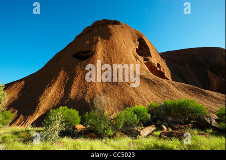 Ayers Rock; Close-up of Uluru's rock formation, Uluru-Kata Tjuta National Park, Northern Territory, Australia Stock Photo
